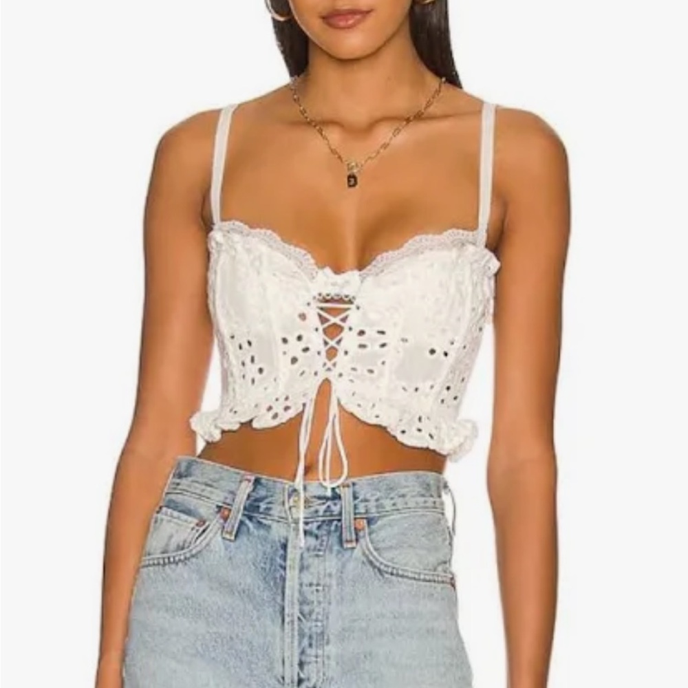For Love And Lemons White Eyelet Crop Top - Picture 4 of 4